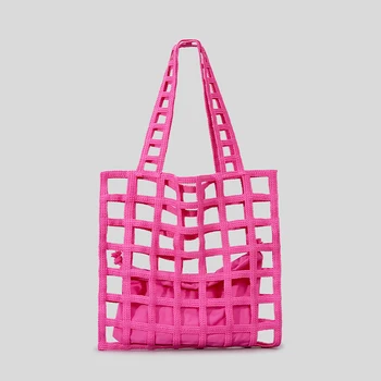 Повседневная Полая сумка-тоут большой емкости, тканые женские сумки через плечо ручной работы, летняя пляжная Большая сумка ярких цветов, Балийские женские кошельки 1