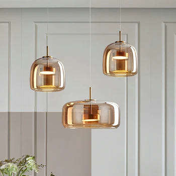 Подвесные светильники Nordic LED Galss, современные роскошные подвесные люстры, светильники, Ресторанная подвесная лампа 10