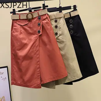 Поддельные две пары женских брюк-кюлотов для всего тела, лето 2023, новая мода, широкие брюки с эластичной талией, прямая узкая юбка 14