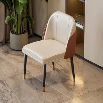 Подставка для спинки для макияжа стулья для гостиной Свадебный банкет Минималистичные кожаные обеденные стулья Комфорт Дизайнерская мебель для дома Sedie 6