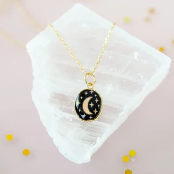 Позолоченное Астрологическое ожерелье, Изящные украшения из Галактики с драгоценными камнями, Простая подвеска в виде Луны, Ожерелье в виде Солнца, подарок для женщин 4