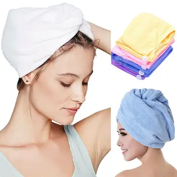 Полотенце для обертывания волос из микрофибры, Шапочка-тюрбан, Быстросохнущая Сухая шапочка, женское мягкое банное полотенце для мужчин, Тюрбан, Обертывание головы, Инструменты для купания 16