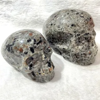 Популярный продукт из вулканических пород Камни Натуральный Минерал Пелелит Йоперлит Кварц Резной Череп Коллекция предметов для дома 8