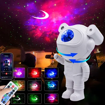 Проектор Galaxy Лампа в виде звезды астронавта с динамиком Bluetooth Туманность Луна Потолок Небо ночник Дистанционный таймер Декор детской комнаты