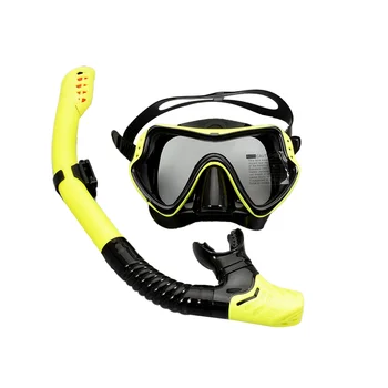 Профессиональная маска для подводного плавания, набор для подводного плавания, силиконовые противотуманные очки, оборудование для бассейна, желтый + черный 15