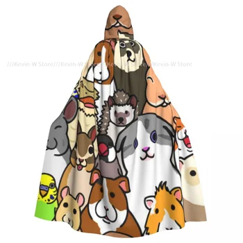 Разноцветный плащ с мордочками животных из полиэстера Унисекс с капюшоном, аксессуар для костюма Ведьмы 11
