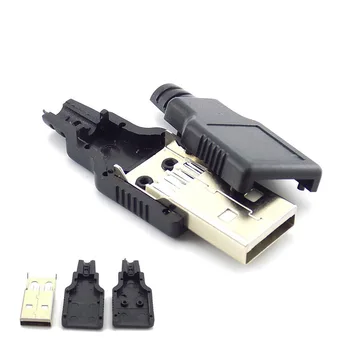 Разъем USB-розетки 3 в 1 Типа A Male 2.0 4-Контактный Штекер С Черной Пластиковой Крышкой Типа Припоя DIY Connector 19