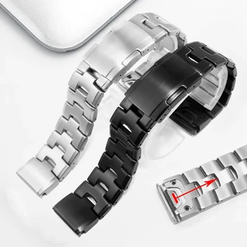 Ремешок для часов из нержавеющей стали 22 мм 26 мм, серебристо-черный браслет, подходящий для цепочки для часов Garmin Fenix 6x pro 5X plus 3HR 12