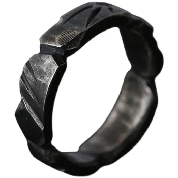 Ретро мужское кольцо Old Simple Groove Ring в стиле рок, хип-хоп, ювелирные аксессуары в подарок 8