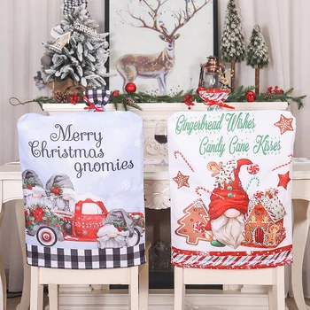 Рождественский чехол на спинку стула с героями мультфильмов 2023 года, шляпа Санта-Клауса, рождественские украшения для дома, новогоднее украшение, чехлы для стульев Noel 1