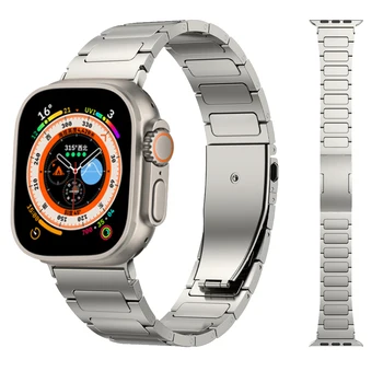 Роскошный Ремешок Из титанового сплава Для Apple Watch Band 8 Ultra 7 6 Металлический iWatch 49 мм 41 45 мм 44 40 мм Серия SE 5 Мужской Деловой Браслет 6