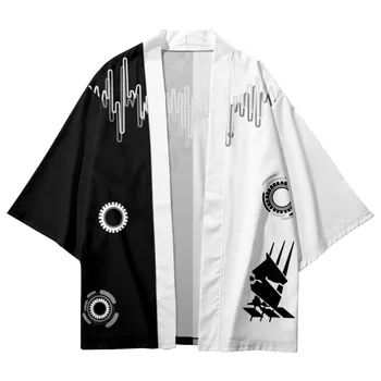 Рубашки с геометрическим принтом в виде цветного блока Пальто Традиционное Кимоно Мужчины Женщины Юката Японский Кардиган Самурая Косплей Одежда Хаори 14