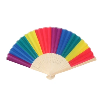 Ручной складной веер Rainbow Танцевальный для свадебных тематических вечеринок, модный веер для украшения 1