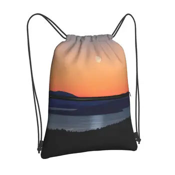 Рюкзаки с водным пейзажем, завязками, сумки из спортивной детской ткани, Портативный Универсальный рюкзак для путешествий на открытом воздухе, рыбалка, рыбалка, Обед 3