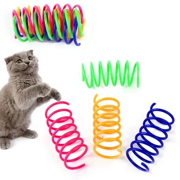 Самодостаточная игрушка для домашних кошек Пластиковая Цветная Пружинящая игрушка-Дразнилка для кошек Принадлежности для кошек 3