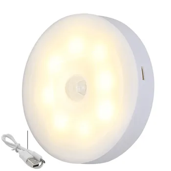 Светодиодный ночник с датчиком движения, Перезаряжаемый ночной светильник, Беспроводной светильник для кухни, спальни, шкафа, Настенный индукционный светильник для тела 4