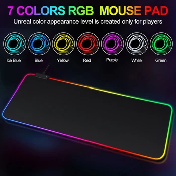 Светящийся RGB Чистый черный коврик для мыши с утолщенным шифрованием, большой нескользящий коврик для офисного стола для киберспортивных игр 14