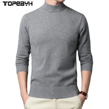 Свитер, теплая мужская водолазка, однотонный пуловер, модный утолщенный пуловер с длинными рукавами для среднего возраста 18