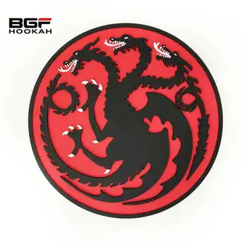 Силиконовый коврик для кальяна Red Three Headed Dragon Narguile с круглой защитной стеклянной основой, противоскользящий Кальян, Специальные аксессуары 1