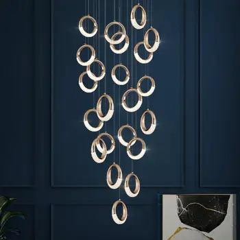 Скандинавская светодиодная художественная люстра для большой гостиной, длинной лестницы, виллы, вестибюля отеля, декоративной люстры 18