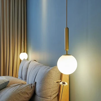 Скандинавские СВЕТОДИОДНЫЕ подвесные светильники Люстра со стеклянным шаром в столовой, спальне, ресторане, Прикроватной тумбочке, черном подвесном светильнике, декоре кухни 4