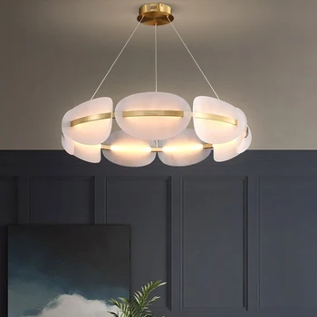 Современная простая роскошная светодиодная люстра из акрилового креативного круглого лепестка в гостиной, столовой, спальне, декоративные лампы 7