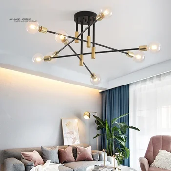 Современная светодиодная люстра в скандинавском стиле, подвесной потолочный светильник из черного золота, внутренний светильник для спальни, декор гостиной, лампа Эдисона 14