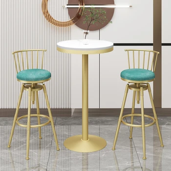 Современные барные стулья класса люкс в скандинавском стиле, Высокий барный стул для кухни, Дизайнерские барные стулья для гостиной, Бархатная вращающаяся барная мебель SR50BC 16