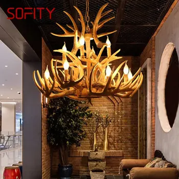 Современные потолочные люстры SOFITY с оленьими рогами Креативный дизайн подвесных светильников для домашнего декора столовой 11