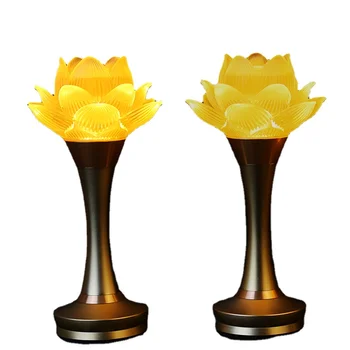 Стеклянная светодиодная бытовая лампа lotus 110v ~ 220v, молитвенный зал, электрическая свеча для украшения буддизма фэн-шуй 4