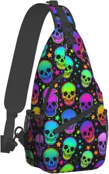 Сумка-слинг в виде черепа и звезды для женщин, мужской рюкзак с ремнем через плечо, легкий Водонепроницаемый походный рюкзак, сумка через плечо 4
