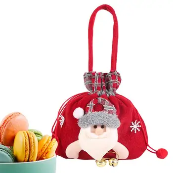 Сумки для рождественских угощений, подарочная сумка с рождественским оленем, подарочная сумка со Снеговиком, Моющаяся Подарочная сумка на шнурке, Многоразовые Рождественские сумки-тоут со Снеговиком 3