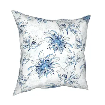 Темно-синий Белый Элегантный наволочка с цветочным узором, декоративная подушка для дома, наволочка для гостиной, полиэстер 3