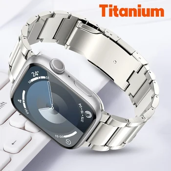 Титановый металлический ремешок для iwatch серии 9 8 7 6 5 4 3 SE Ремешок для Apple watch Ultra / Ultra 2 49 мм 41 мм 45 мм 42 44 мм 38 мм 40 мм 8