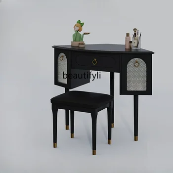 Угловой комод во французском ретро-стиле, компактный современный минималистичный угловой столик для макияжа 15