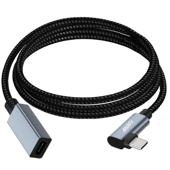 Удлинительный кабель USB C под прямым углом Короткий, Удлинитель USB 3.1 Type-C 480 Мбит /с, 20 В / 5А, Удлинитель мощностью 100 Вт от мужчины к женщине 1