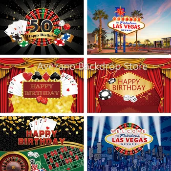 Фон Авезано Лас Вегас Азартные игры в казино Красный занавес Покер Золотой блеск С Днем рождения Фон для фотосъемки Фотостудия 18