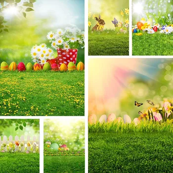 Фон для фотосъемки Avezano Весна Пасхальные яйца Кролик Луговые цветы Детский портрет Природные пейзажи Фон Студия декора 1