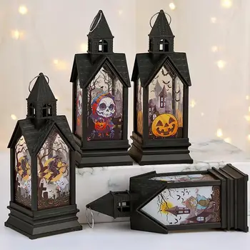 Фонарь на Хэллоуин, Декоративная настольная лампа, Огни замка, Светодиодная лампа со свечами, лампа на Хэллоуин для вечеринки в помещении, Жуткие украшения