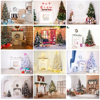 Фотореалистичная ткань, Рождественские фоны для фотосъемки, реквизит, Рождественская елка, камин, ткань для фотосъемки CHM-004 10
