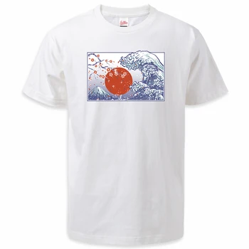 Футболка Vaporwave В Японском стиле, Футболка The Great Fibonacci Wave, Винтажные Топы Альтернативной Уличной одежды, Хлопковая футболка с круглым вырезом 9