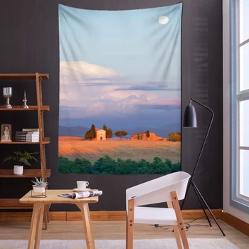 Фэнтезийная картина на холсте Пейзаж Небесный Гобелен Психоделическая Настенная комната В общежитии Анимация с видом на Лунное Небо 6