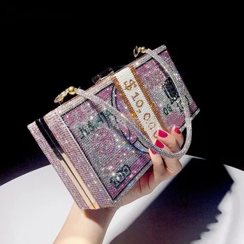 Хрустальный женский свадебный клатч Роскошная дизайнерская вечерняя сумочка с бриллиантами Сумка для денег Кошельки на цепочке Сумки через плечо