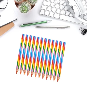 Цветной карандаш, 4 в 1 цветной карандаш, радужные карандаши для студентов, набор деревянных карандашей 6