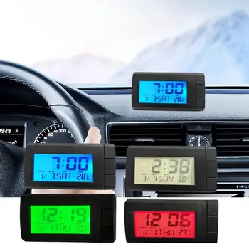 Цифровой Дисплей Автомобильные Часы Термометр Автоматический Легкий Цветной Дисплей Термометр Транспортных Средств Внутри Измеритель Наружной Температуры 3