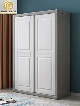 Шкаф-купе из массива дерева, раздвижная дверь, домашняя спальня, современный простой, 2 двери, 3 раздвижные двери, белый шкаф для хранения журналов 2