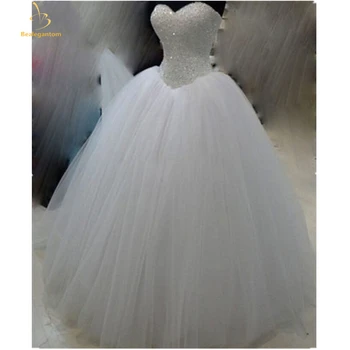 Элегантное Бальное платье Свадебные платья 2023 Тюль Кристаллы Корсет на шнуровке Вечернее Свадебное платье Mariee Vestido De Noiva