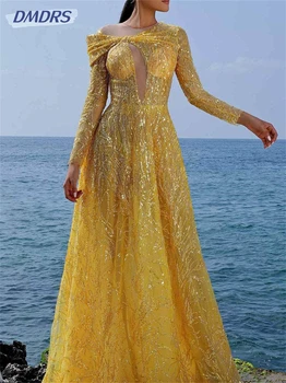 Элегантное вечернее платье трапециевидной формы, Гламурное платье для выпускного вечера, расшитое бисером, 2024, Стильное платье невесты в пол с блестками, Vestidos De Novia 8