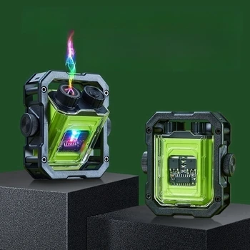 Электрическая двухдуговая зажигалка Spinning Top со светодиодной подсветкой, Плазменная зарядка через USB, уличная ветрозащитная беспламенная зажигалка для сигар, мужской подарок 6