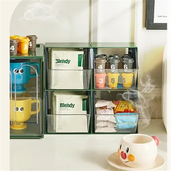 Ящик для хранения Настольный Пылезащитный Пакетик для чая с молоком в капсулах, Многослойный органайзер для офисной чайной комнаты, кофе в пакетиках для чая Ins 3